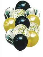 Crackles Black Marble Balloons Set with Confetti Balloons- Amazon