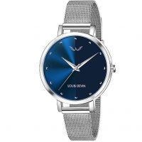 LOUIS DEVIN LD-L144-BLU-CH Mesh Steel Chain Analog Wrist Watch- Amazon