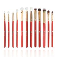 Start Makers Premium Synthetic Bristle Makeup Brushes Set with Bag- Red, Pack of 12- Amazon
