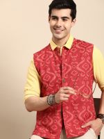 Anouk Woven Design Mandarin-Collar Nehru Jacket- Myntra