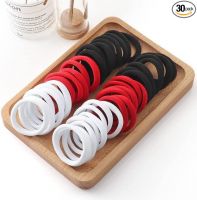[Specific Users] Adilish Fashion Elastic Dark Colors Hair Rubber Bands Polytail Ties Strechable Bands For Women and Girls (Pack of 30, Red/White/Black)- Amazon