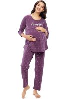 ZEYO Women's Cotton Heart Printed Maternity & Feeding Night Suit Set of Top & Pyjama Nursing Night Dress 5629- Amazon