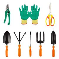 Spartan Spectacular Gardening Tools Set with Heavy Gardening Cut Tool, Scissors and One Pair Hand Gloves (Orange Handle and Black Metal) Set Kit of 8 Tools- Amazon
