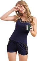 REDWIND Polyster Floral Lace Hot Square Neck Sleepwear Babydoll Set Anniversary, Honeymoon, First Night, Bridal Shower Top Shorts Set- Amazon