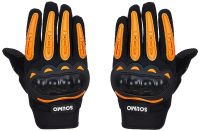 Amazon Brand - Solimo Bike Riding Gloves with TPR Finger Armour, Black & Orange, XL- Amazon