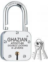 GHAZIAN G-01 Lock Atoot 60mm with 3 Keys, Double Locking, Hardened Shackle, 8 Levers Padlock,- Amazon