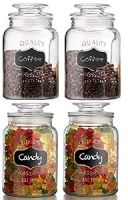 STAR WORK - 1500 ML Clear Glass Storage Jar with Lids - Airtight Food Jars Glass Kitchen Containers- Amazon