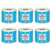 Tudko 38 mm X 25 mm (Blue) Chromo Barcode Paper Labels, 4000 Labels in Roll, Print with Carbon Ribbon, Set of 6 Roll, Self Adhesive Paper Label Roll- Amazon