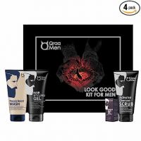 Qraa Men Look Good Kit, 330 g (Pack of Face Wash, Styling Gel, Scrub & Beard Oil), Premium gift box- Amazon