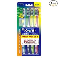 Oral B Criss Cross - Family pack of 4 toothbrushes – Medium,for adults,Manual,Multicolor- Amazon