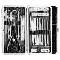 Beauté Secrets Essentials 18 in 1 Manicure Pedicure Kit with Nail Cutter, Scissors, Tweezers Knife, Ear Pick Eyebrow Utility Tools with Leather Case- Amazon