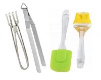 Dynore Kithcen Multiutility Set of- 4 (Chimta Pakkad, Oil Brush, Spatula)- Amazon