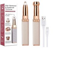 Eyebrow Trimmer For Women, 2 in 1 Rechargeable Facial Hair Remover with Replaceable Heads, Professional Painless Personal Hair Removal Eyebrow Razor with Indicator Lights, Rose Gold (GOLD)- Amazon