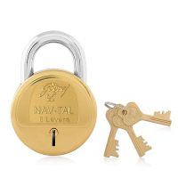 Godrej Locking Solutions and Systems Nav-tal 8 Levers Brass Finish Padlock For Home with 3 Keys (Gold)- Amazon