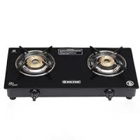 Milton Premium Pro 2 Burner Auto Ignition Gas Stove with - High-Powered Brass Burner Cooktop, Powder Coated Frame, Sleek Knobs, 2 Durable Pan Support, 1-Year Warranty (ISI Certified), Black- Amazon
