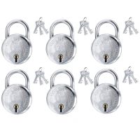 Harrison T-26/BCP-0273_PK 6 Steel 6 Levers Padlock with 3 Keys Each, Silver| Round| Iron Lock | Used- Amazon