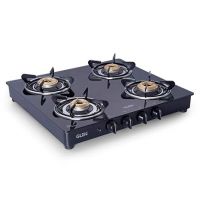 Glen 4 Burner Toughened Glass Top | LPG Gas Stoves | Brass Burners | Black | Auto Ignition | ISI Certified| 2 Year Warranty | 1043 GT BB BL AI- Amazon