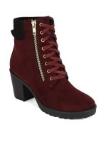 Bruno Manetti Women's Camel Ankle Length Laceup with side ziper Boots- Amazon