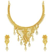 Sukkhi Lavish 24 Carat Gold Plated Floral Choker Necklace Set- Amazon