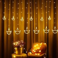 Quace 12 Diyas Window Curtain Lights with 8 Flashing Modes Decoration- Amazon