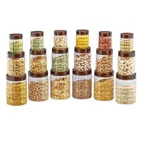 Steelo Solitaire Plastic Kitchen Storage Container Set Air Tight Container Set Fridge safe US FDA Approved PET Food Grade Heavy Duty Material, (Brown, 300ML, 600ML, 1.2L, Pack of 18)- Amazon