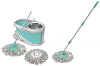 Spotzero by Milton Prime Spin Mop with Big Wheels and Stainless Steel Wringer,2 Microfiber Refills & Spin Mop Spares Set Handle with Microfibers Refill(Aqua Green)- Amazon