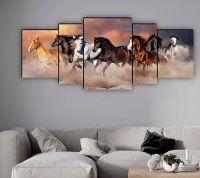 SAF Set of 5 Seven Running Horses vastu UV Textured Home Decorative Gift Item MDF Panel Painting 18 Inch X 42 Inch SANFPNL31210- Amazon