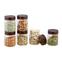 Steelo Solitaire Plastic Kitchen Storage Container Set Kitchen Organiser Air Tight Container Set Fridge safe US FDA Approved PET Food Grade Heavy Duty Material, BPA Free (Brown, 300 ML, Pack of 6)- Amazon