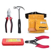 VISKO 824 Hand Tool Set of 10 Pcs With Tool Bag | Plier | Cutting Plier | Hammer | 6Pc Screwdrivers | Hand Tool Kit | Home appliances | Electric Items | Multicolor |- Amazon