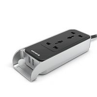 ANCHOR by Panasonic 6A,Spike Guard With Handle, 2 Sockets + USB 2.4A, 0.8M cable (Black and Silver) (22052)- Amazon