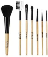 Amazon Brand - Solimo Makeup Brushes with Wooden Handle, Set of 7- Amazon