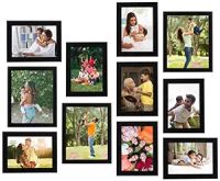 Amazon Brand - Solimo MDF Collage Photo Frames, Set Of 11 (8Pcs - 5X7 Inch, 3Pcs - 8X10 Inch), Black, Rectangular, wall mount- Amazon