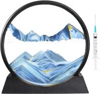 CPENSUS Moving Sand Art Picture Glass Liquid Painting 3D Natural Landscape showpieces for Home Decor Antique Gifts- Amazon