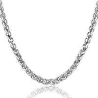 MEENAZ Chain for Men boyfriend Jewellery Stainless Steel Valentine Long Chain Gents Platinum Necklace Silver Chain- Amazon