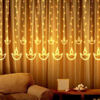 wipro Garnet 12 Diyas Curtain LED Festive Lights Warm White, 108 LEDs, Pack of 1- Amazon