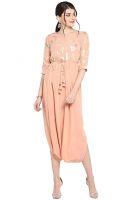 Janasya Women's Peach Poly Crepe Dhoti Style Kurta- Amazon