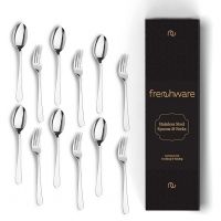 Frenchware Cutlery Set of 12 Stainless Steel Spoons - 6 & Forks - 6, 100% Food Grade, Non Toxic, Anti-Rust, Dishwasher Safe, Perfect Gifting Set- Amazon