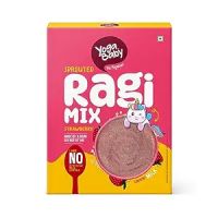 Yogababy by YogaBar Sprouted Ragi Mix Strawberry, Healthy Porridge Mix for Infants, Kids, Children |Easy to Slurp Baby Foods, Tasty Cereal- Amazon