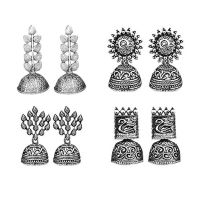 JewelMaze Traditional Jhumki Earrings Combo For Women and Girls - Set of 4- Amazon