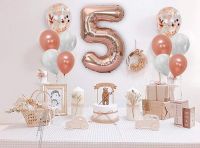 AMFIN® (Pack of 11) 32 Inch 5 Number Rose Gold Foil Balloon Combo with Confetti & Metallic Balloons Bouquet- Amazon