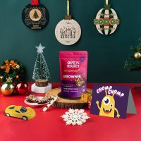 Open Secret Premium Gift Hamper with Heart Shaped Chocolate Brownie | Christmas & New Year Gifts Pack | 3 Item Gift Combo Set- Kids Card, Brownie, Kids Toy | Secret Santa Gifts | Gift Box- Amazon