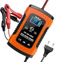 Verilux® Fully Automatic Battery Charger 5A 12V, Car Battery Charger & Maintainer- EU Plugfor Car, Motorcycle, Lawn Mower and More(Red)- Amazon
