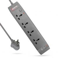 MICROTEK Spike Guard With Usb Charger, 1.5M Extension Cord, 4 Sockets (6A, 1500W) With 1 Switch, 5 Volts, White- Amazon