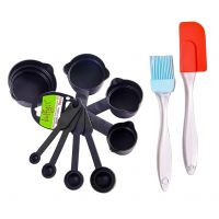 Bulfyss Popular Combo - Food Grade 8Pcs Black Measuring Cups and Spoons Set, Silicone Series Spatula and Brush Set (Made in India)- Amazon