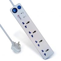 Microtek Plastic High Neck Spike Guard 1.5m Extension Cord, 4 Sockets, 6A, 1500W with 1 Switch (White)- Amazon