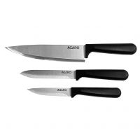 AGARO Majestic 3 Pcs Kitchen Knives Set, High Carbon Stainless Steel, Non Slip PP Handle, Cooking, Cutting, Slicing Professional Chef Knife Set, Utility Knife, Paring Knife, Silver- Amazon