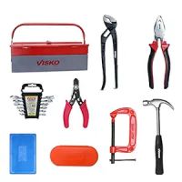 VISKO 829 Hand Tools Set of 27Pcs With 3 Pliers | Hammer | Spanners (6Pcs) | Tool Box | Screwdrivers (6Pcs) | Allen Keys (9Pcs) & C-Clamp | Multicolor | Combo Pack |- Amazon