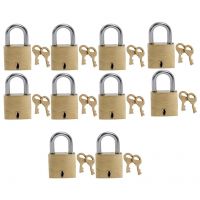 Harrison Brass 3 Levers Padlock with 2 Keys - A-1-0001 Brass Finish| 2 Keys Each | Square Padlock | Used- Amazon