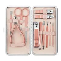 Manicure Set, 12 In 1 Stainless Steel Professional Pedicure Kit Nail Scissors Grooming Kit with Pink Leather Travel Case Pink- Amazon