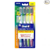 Oral B Criss Cross - Family pack of 4 toothbrushes – Medium,for adults,Manual,Multicolor- Amazon